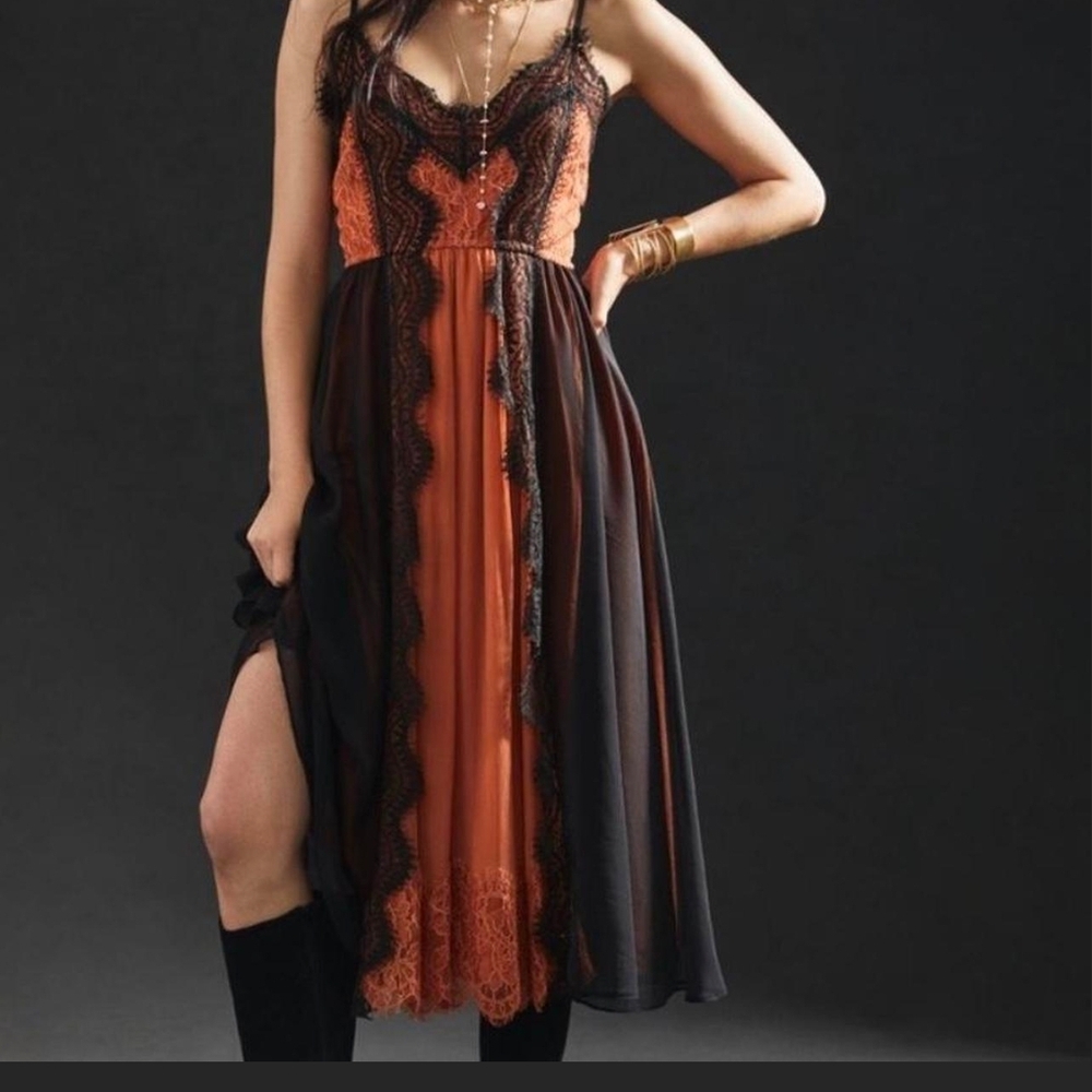 ISO: Anthropologie Let Me BE Elegant Black and Orange Lace Dress